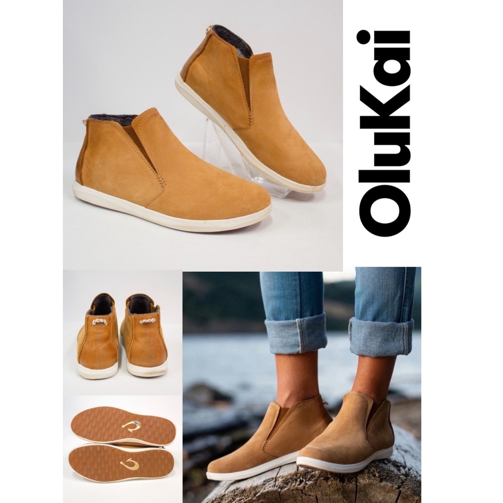 Olukai HAWAI'ILOA MANU HOPE Chukka Boots | Tan Leather Ankle Boots Womens 9 🔥